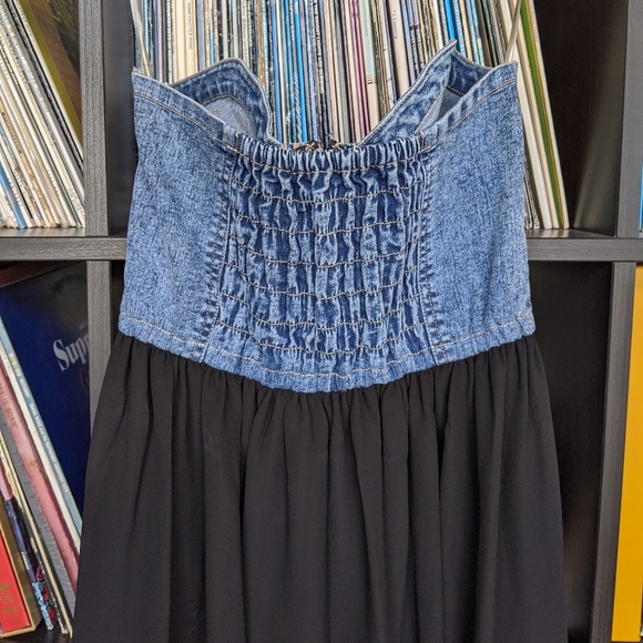 Denim High Low Chiffon Dress - Picture 4 of 5